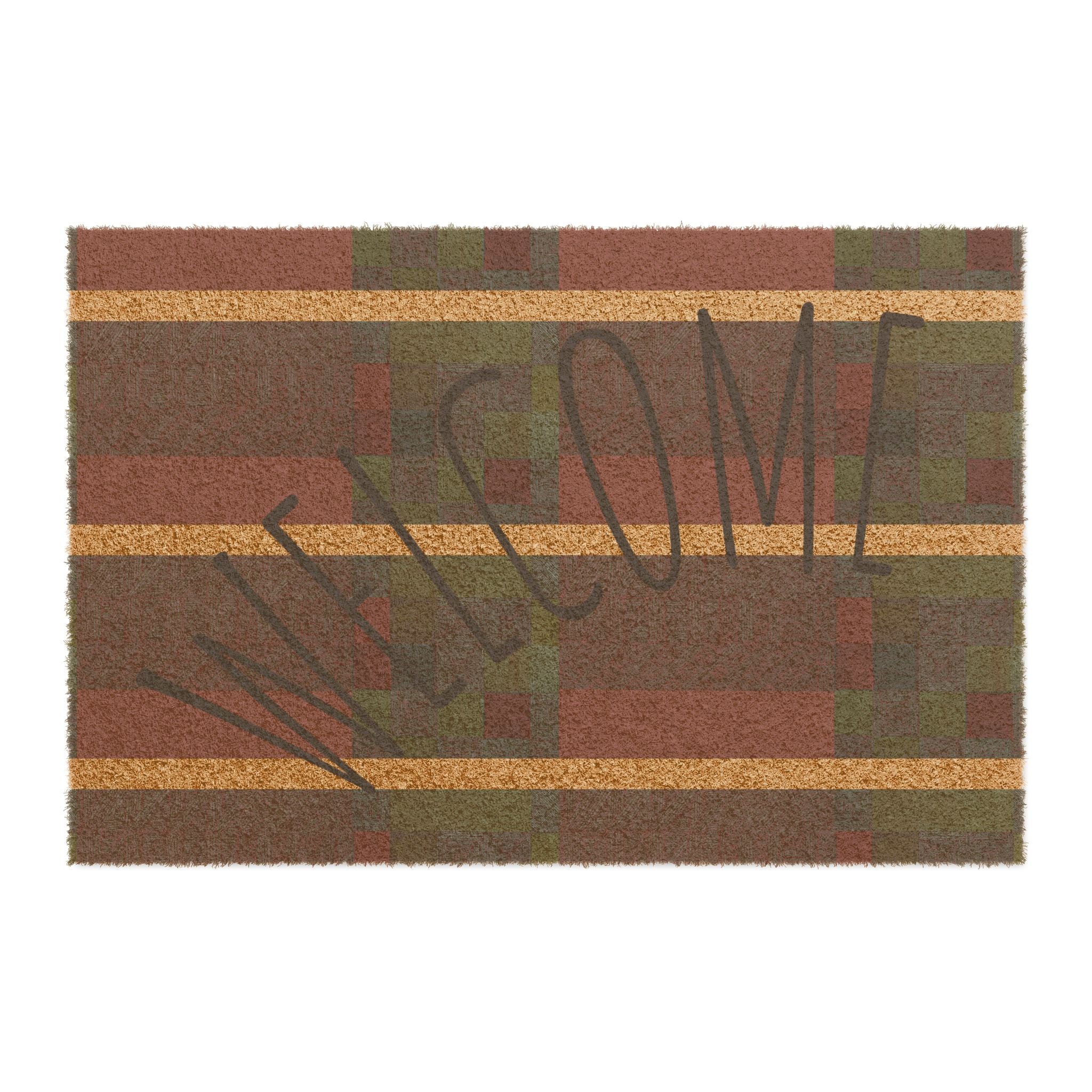 Welcome Rustic Stripe Doormat