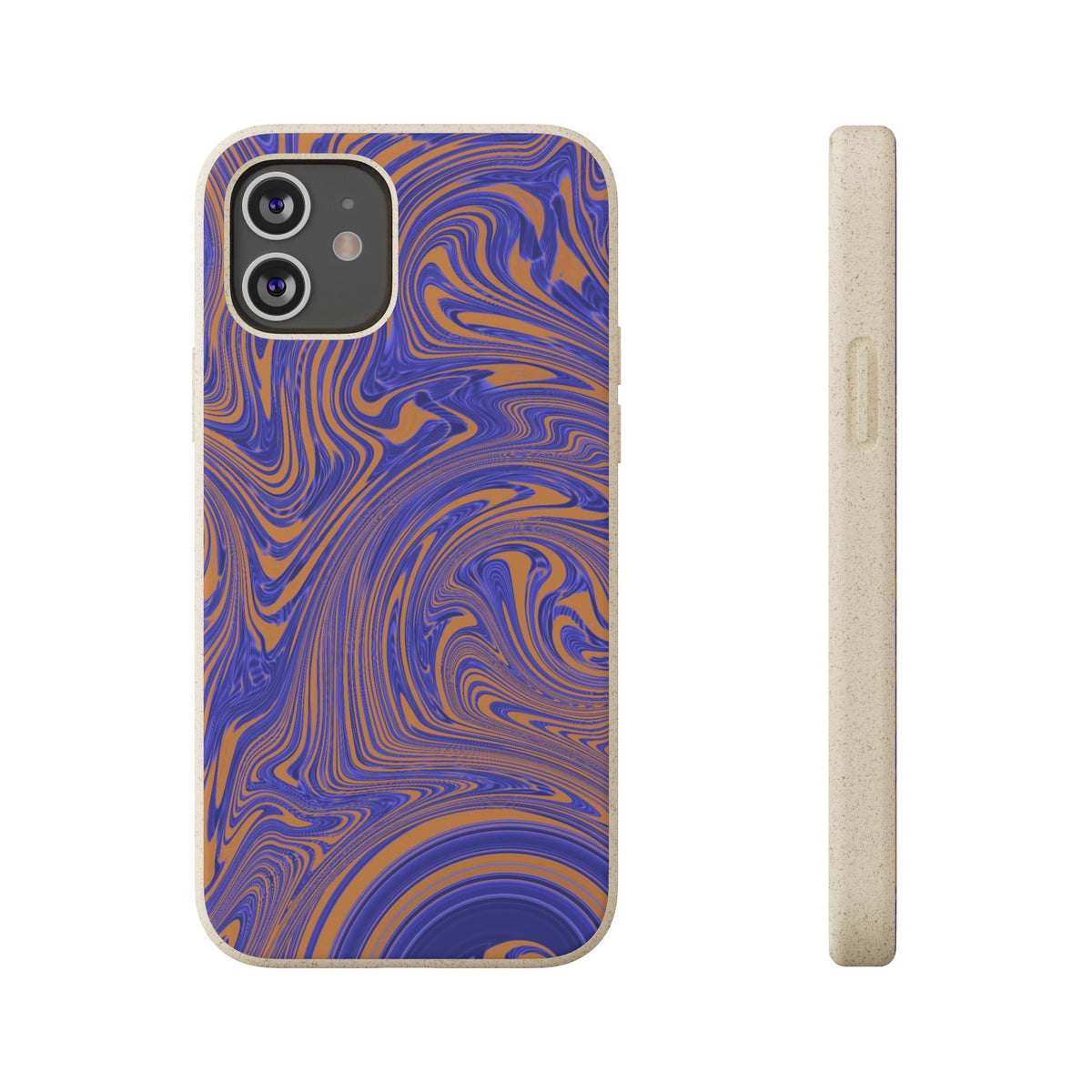 Biodegradable Marble Swirl Phone Case — Purple & Orange Eco-Friendly Protective Cover shown from the back; protective biodegradable case _CASETiFY5 alternative.