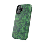 Green Dual Layer iPhone 17 Pro Phone Case, Geometric MagSafe 2-Layer Impact Protection