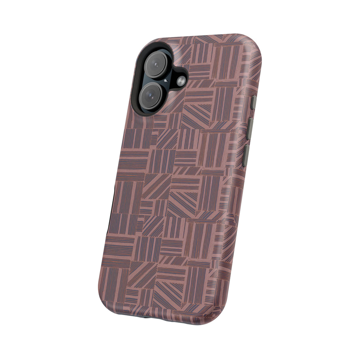 Impact Resistant Iphone 17 Pro Max Case - MagSafe Dual-Layer Geometric Brown Design