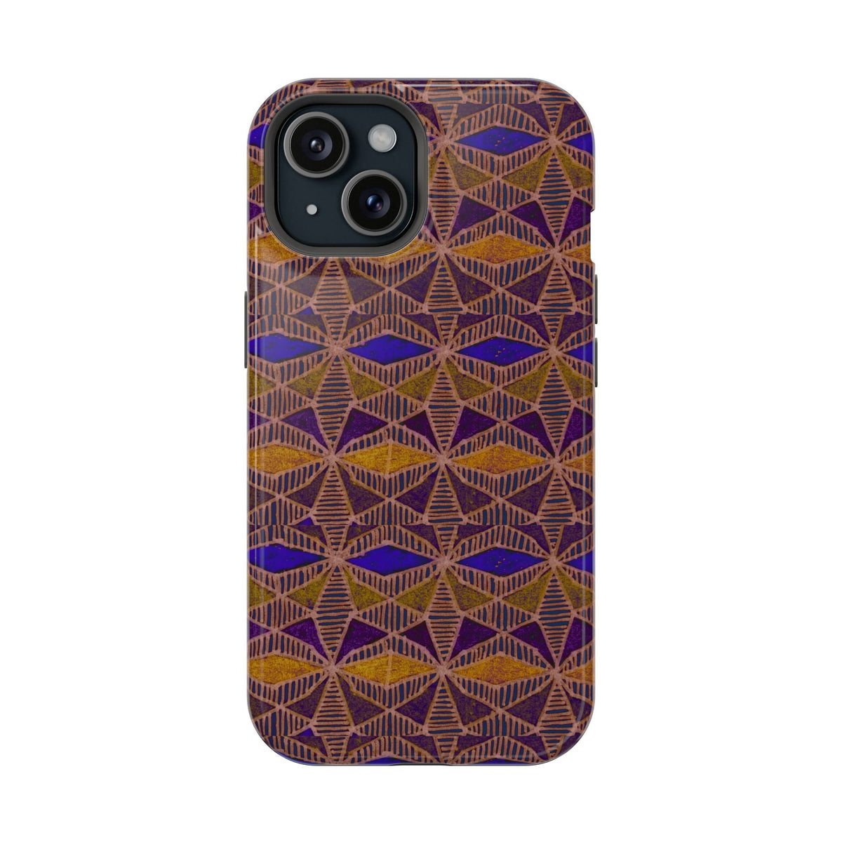 Phone Case — Geometric Tribal Pattern Magnetic Impact-Resistant Case, Fractyl impact resistant iphone 16 pro case shown in a slim, impact-resistant design.
