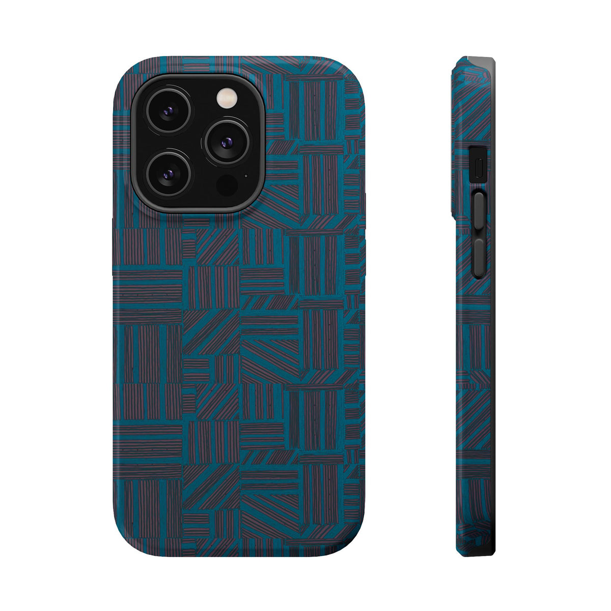 Impact Resistant Phone Case-20% OFF Entire Order, And Free Shipping, Teal Geometric MagSafe case for a triple-camera iPhone; impact resistant iphone 17 case-20% OFF Entire Order, and Free Shipping.
