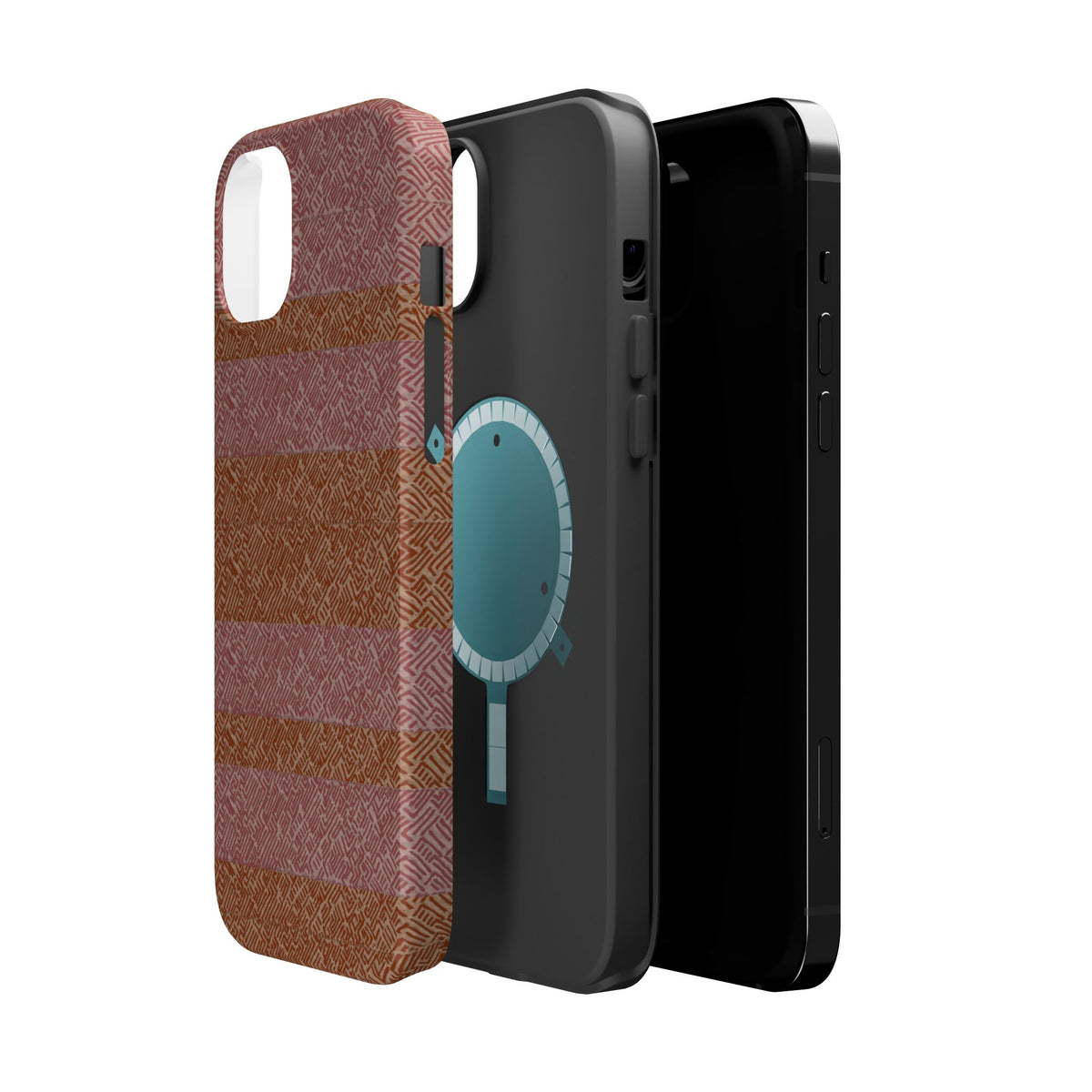 Striped Leather-Texture Magnetic Phone Case — Impact-Resistant iPhone Cover, elegant wireless charging iphone 18 pro max case