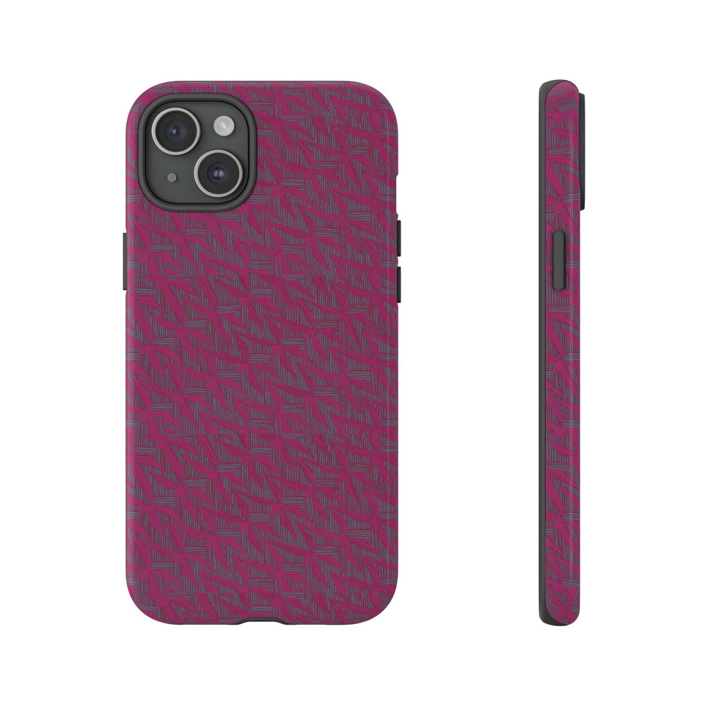 Pink Textured Tough Phone Case — Protective Slim iPhone Cover, durable wireless charging case
