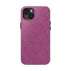 Magenta Geo Pattern Tough Phone Case — Protective Floral-Style Abstract Design, wireless charging iphone 18 pro case back with raised camera protection.