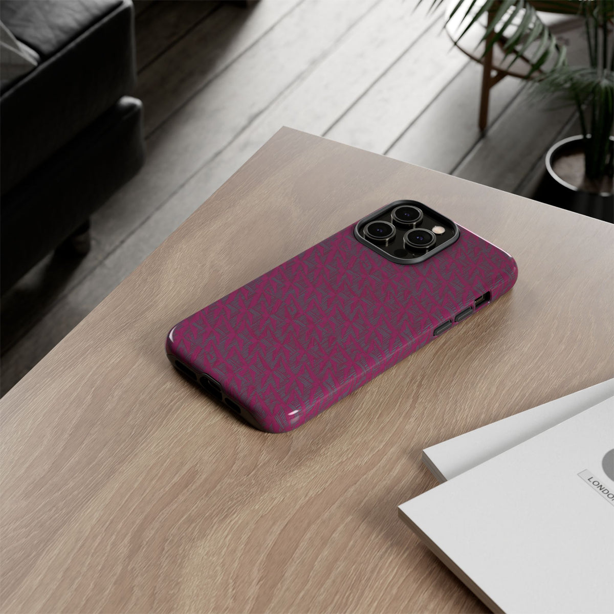 Pink Textured Wireless Charging Case | Premium Slim Dual-Layer Protective iPhone Cover