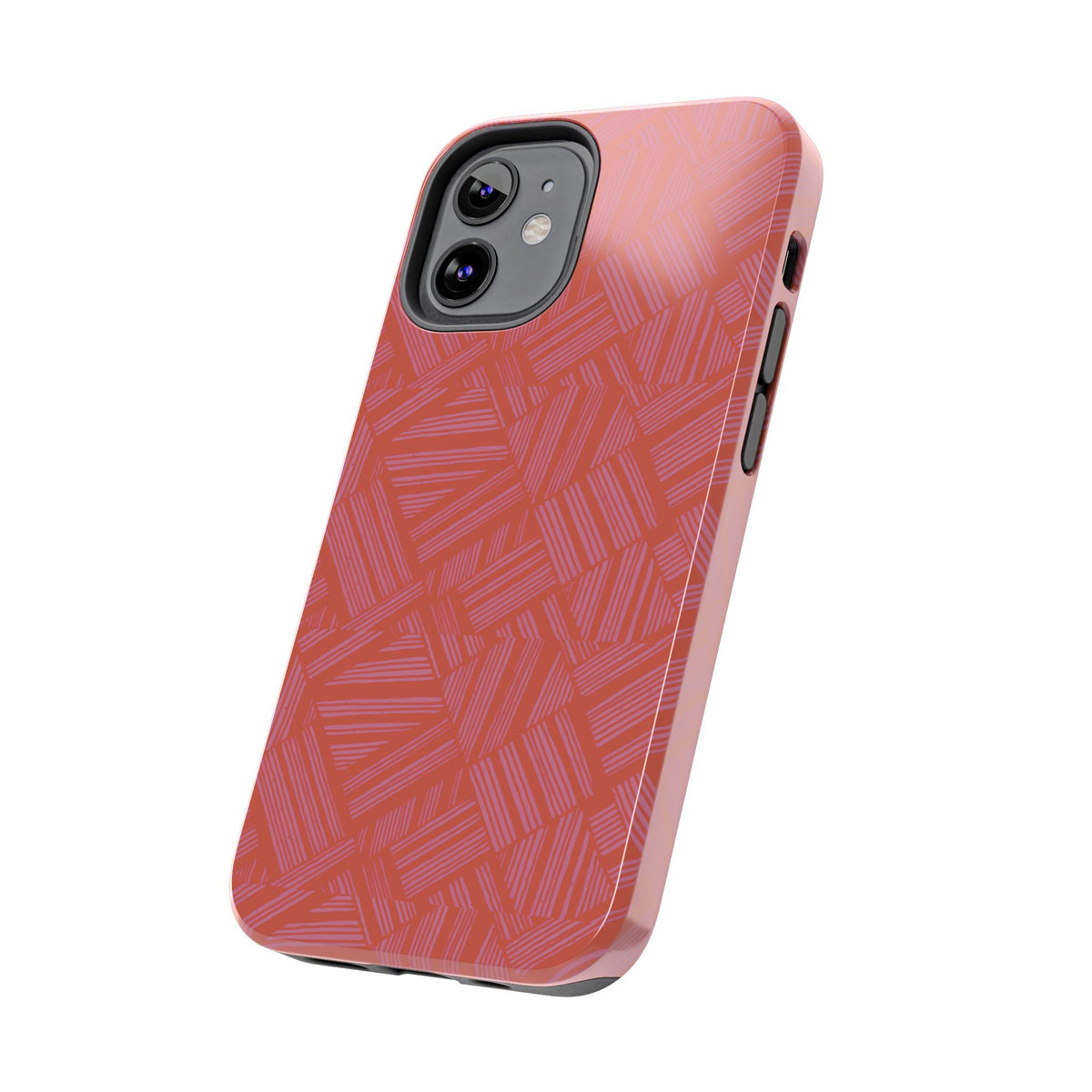 Tough Phone Case — Geometric Coral Pattern Protective Cover, shockproof iphone 18 pro case with accessible power and volume buttons