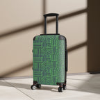 Green Geometric Hard Shell Carry On Suitcase – 360° Spinner Wheels & Built-In Lock