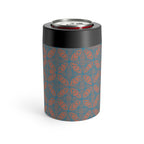 Another perspective of the Geometric Coral Blue Can Cooler, emphasizing its double-wall stainless steel construction. The ultimate sweat-free drink holder for modern lifestyles.