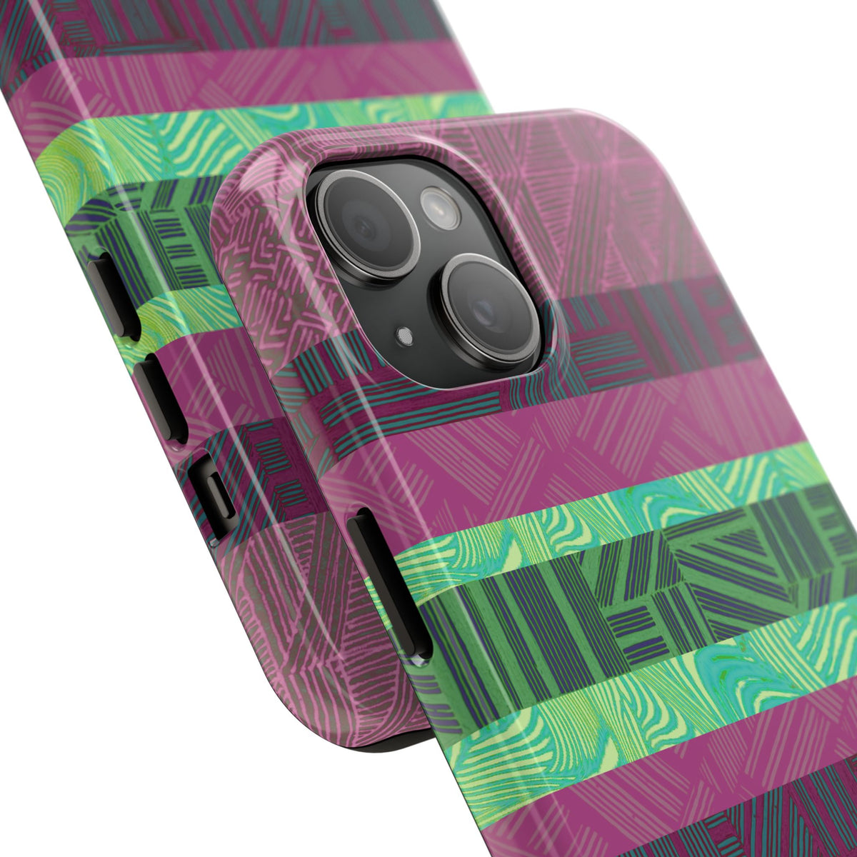 Fractyl Glossy Protective iPhone 18 Pro Max Case – Geometric Teal Shockproof Design
