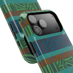 Geometric Green Wireless Charging iPhone 16 Pro Max Case - Impact-Resistant Dual-Layer
