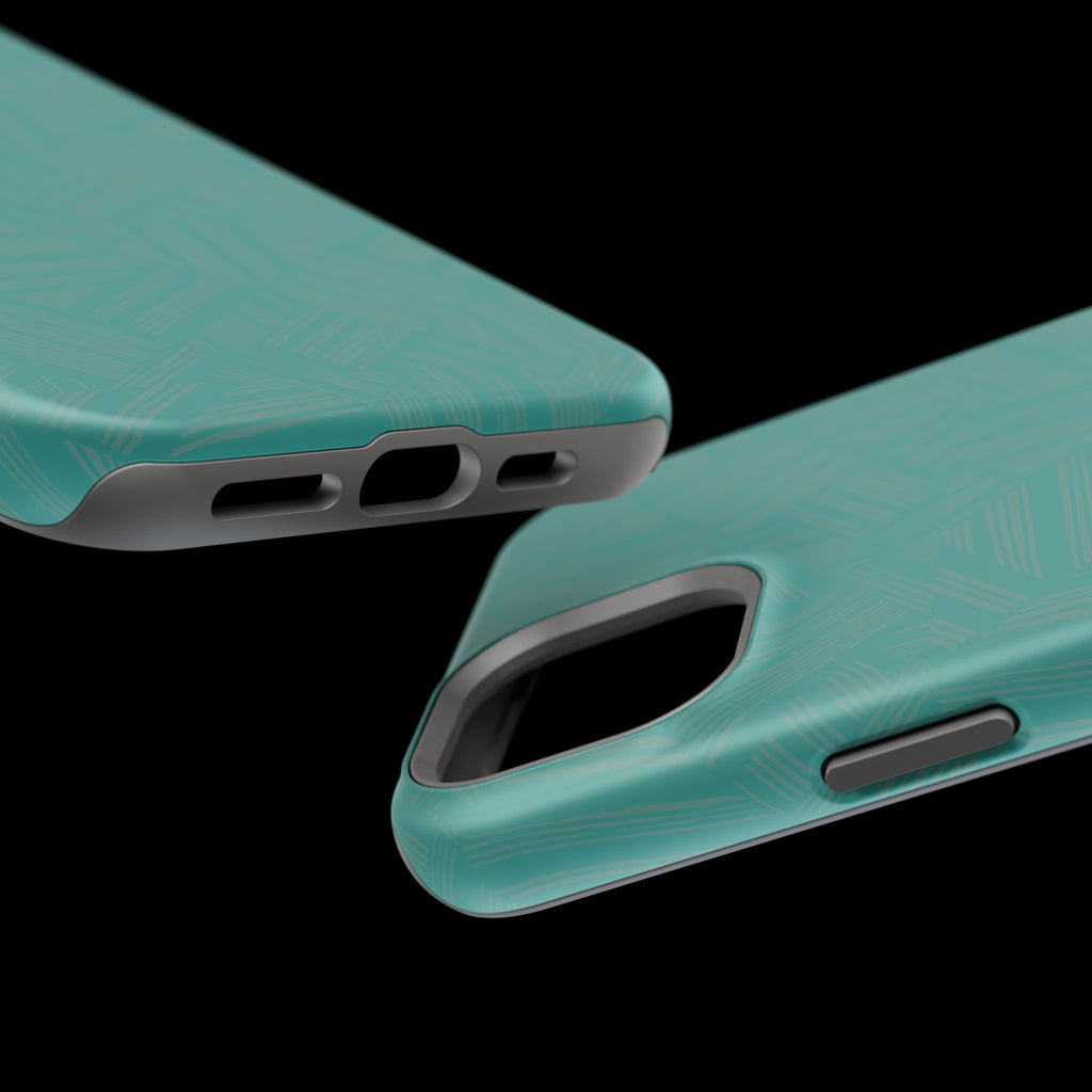 Magnetic Impact-Resistant Phone Case — Teal Geometric Protective Cover, magnetic iphone 18 pro case glossy teal camera protection