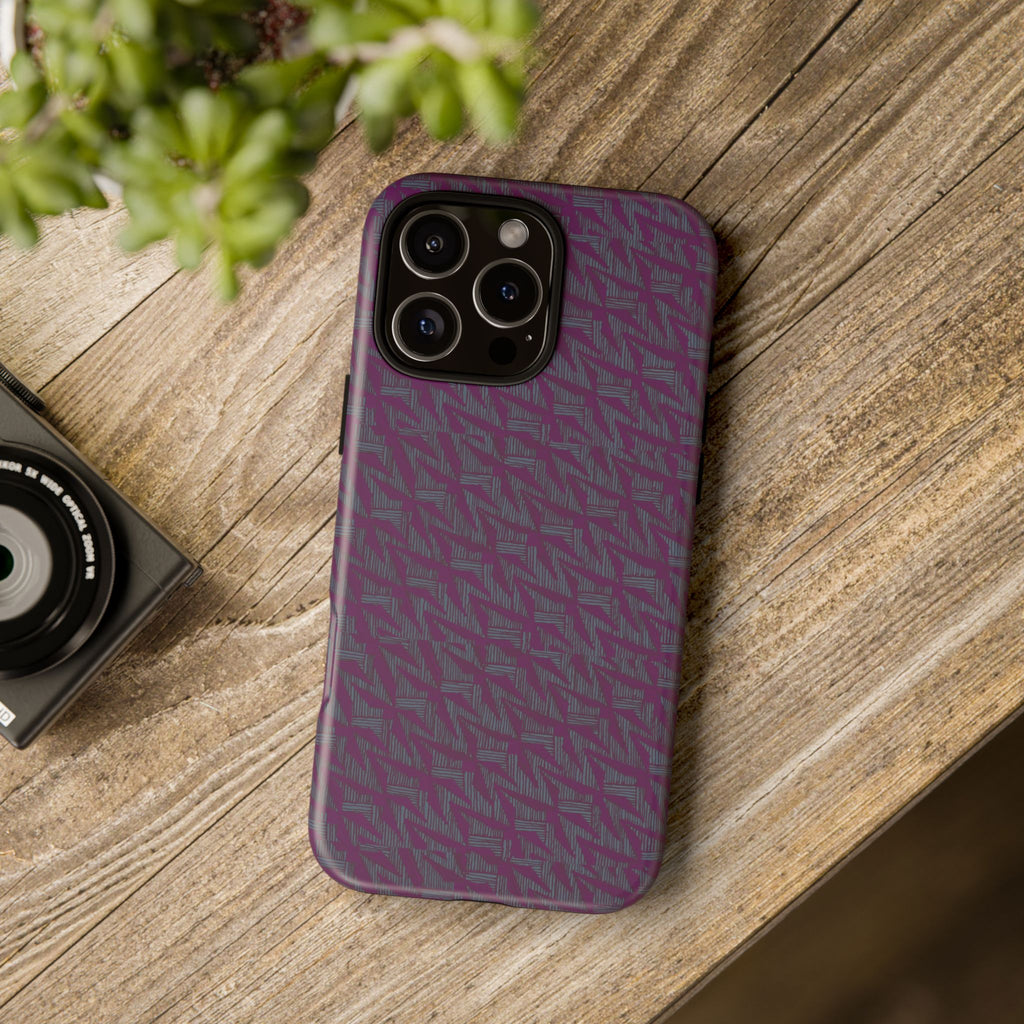 Shockproof Iphone 17 Pro Cover, Purple Geometric Dual-Layer TPU Case, UV-Protected