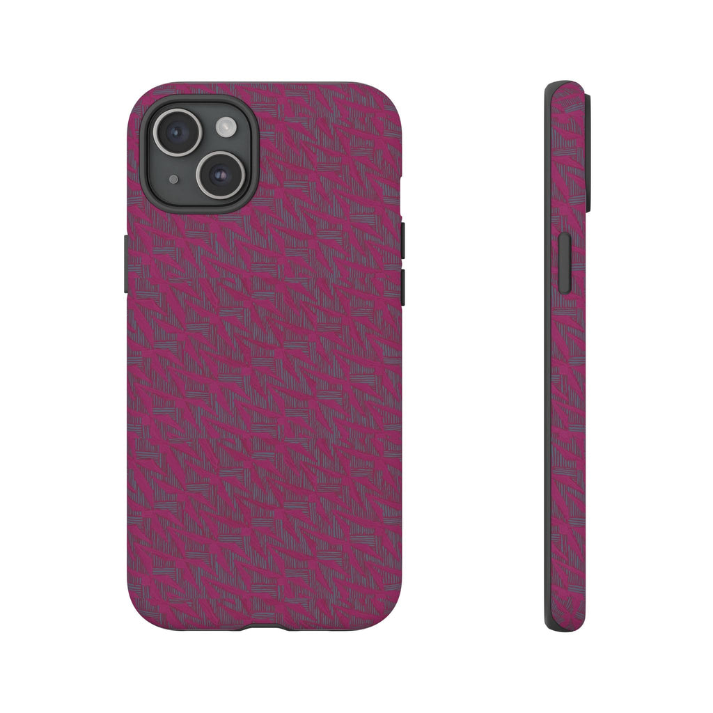 Pink Textured Tough Phone Case — Protective Slim iPhone Cover, durable wireless charging case