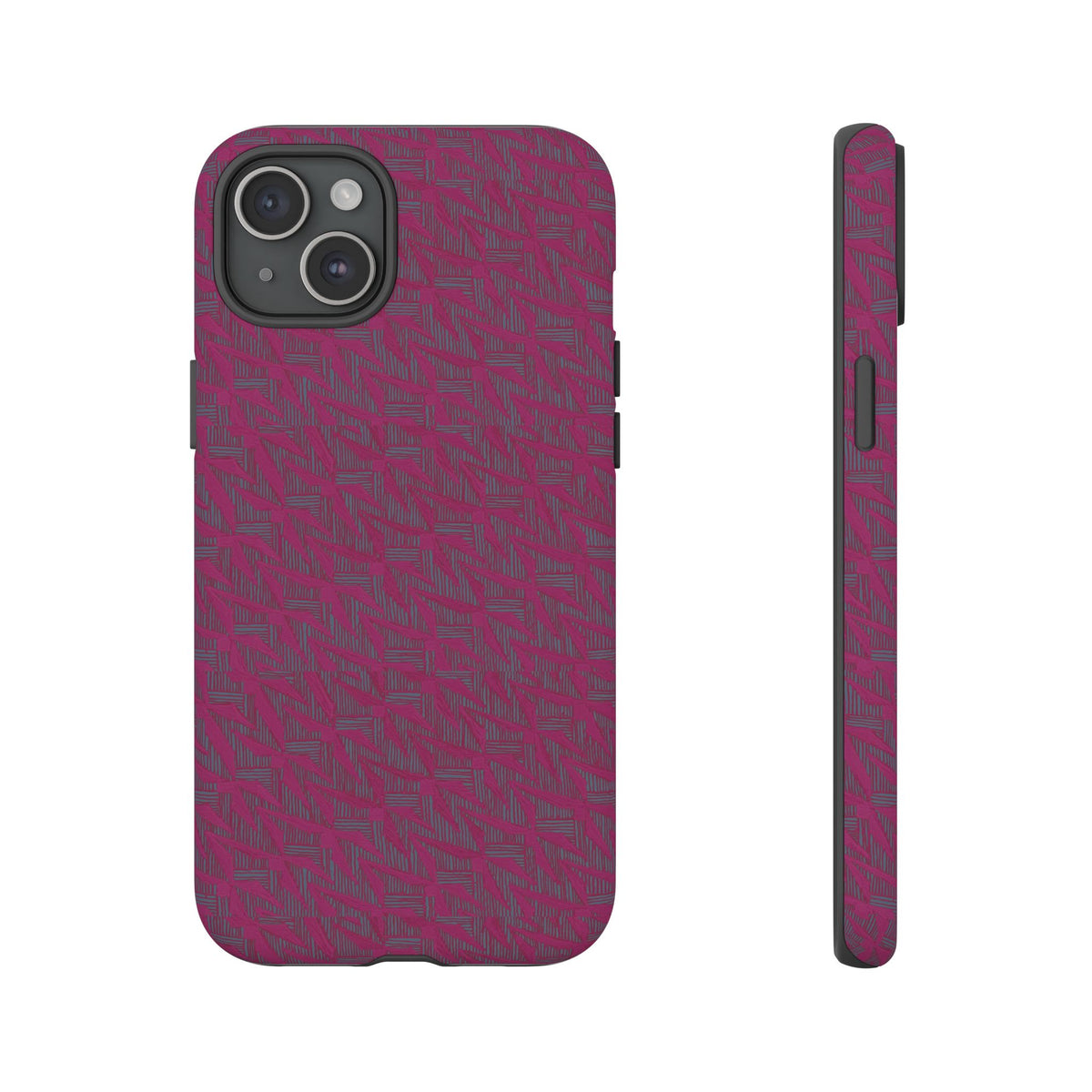 Pink Textured Tough Phone Case — Protective Slim iPhone Cover, durable wireless charging case