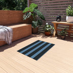 Striped Outdoor Rug — Blue & Black Patio Mat