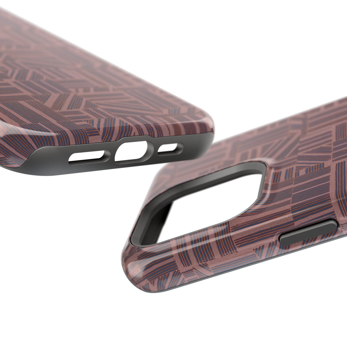 Impact Resistant Iphone 17 Pro Max Case - MagSafe Dual-Layer Geometric Brown Design