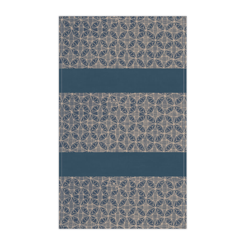 Geometric Navy Stripe Cotton Tea Towel — Modern Farmhouse Kitchen Linen