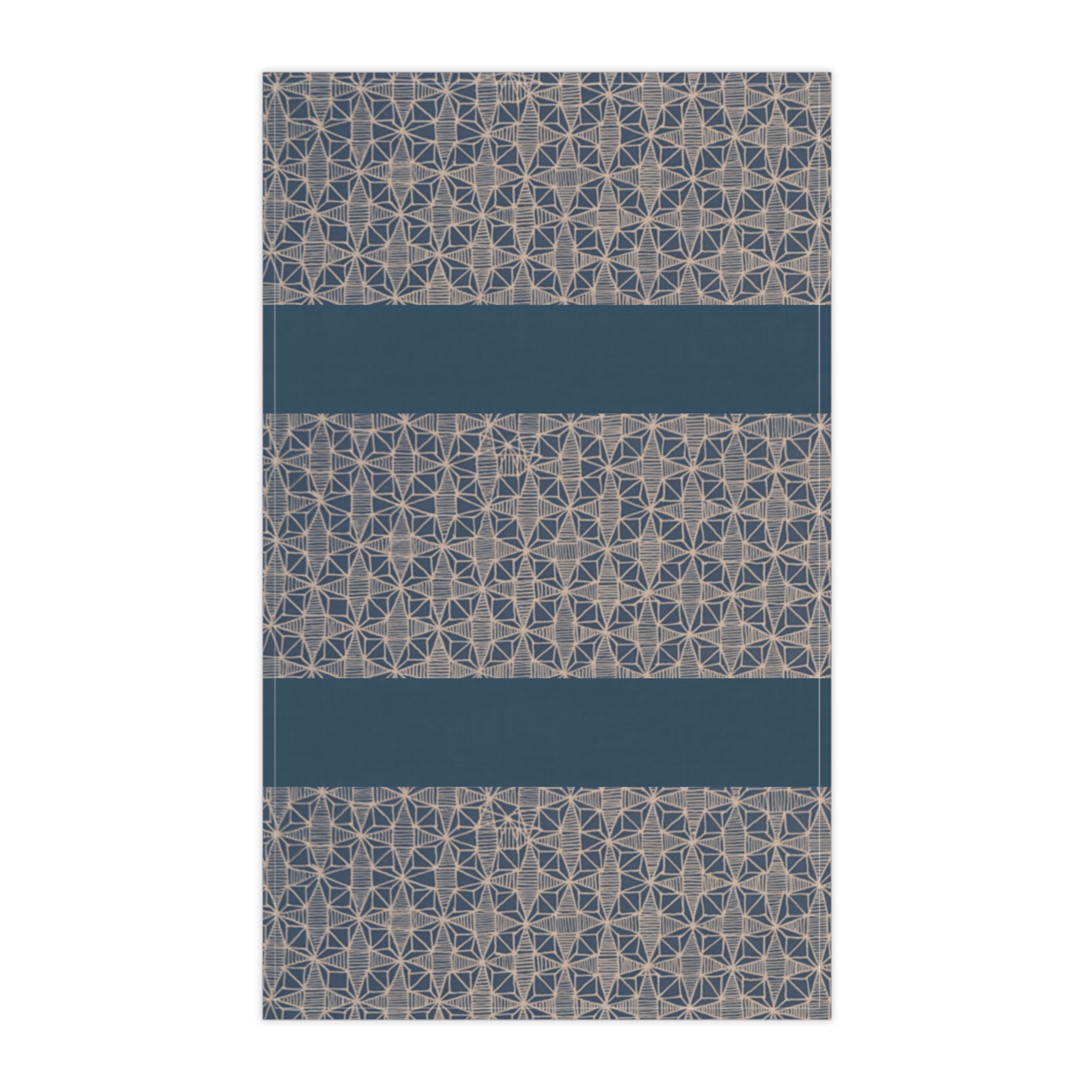 Geometric Navy Stripe Cotton Tea Towel — Modern Farmhouse Kitchen Linen