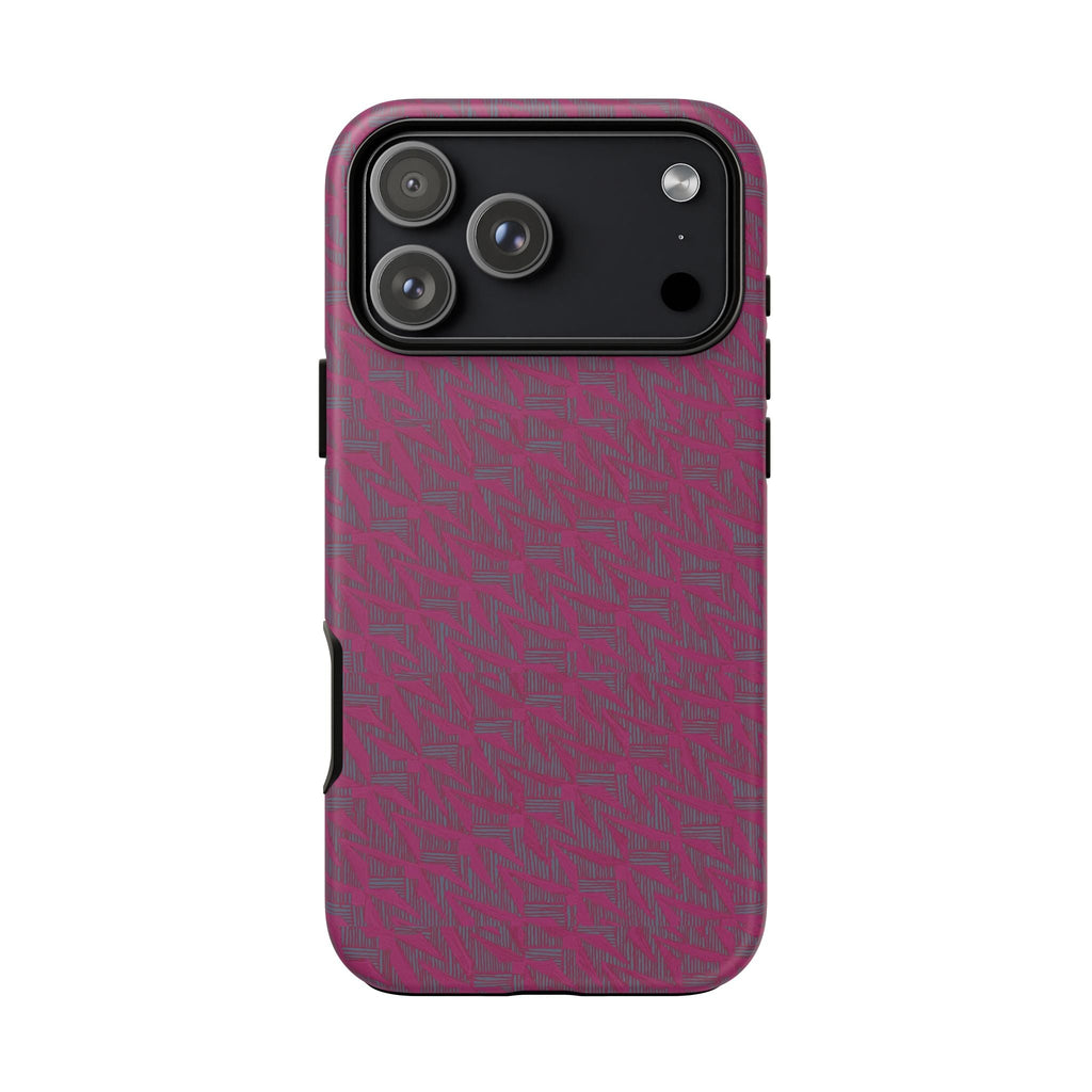 Pink Textured Tough Phone Case — Protective Slim iPhone Cover, durable wireless charging case