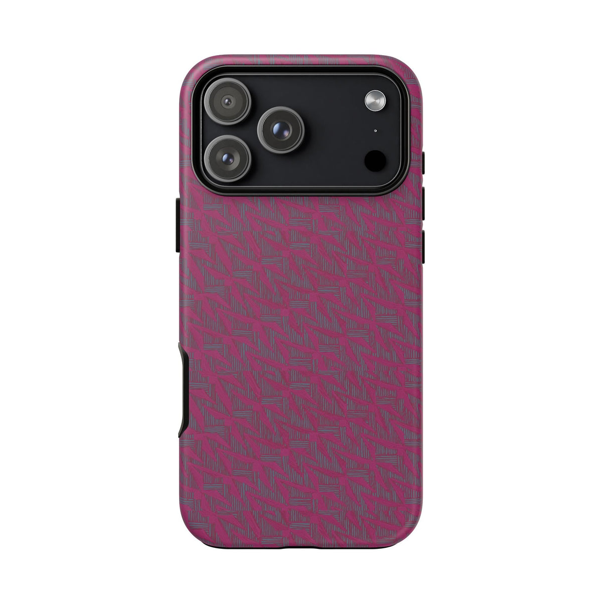 Pink Textured Tough Phone Case — Protective Slim iPhone Cover, durable wireless charging case
