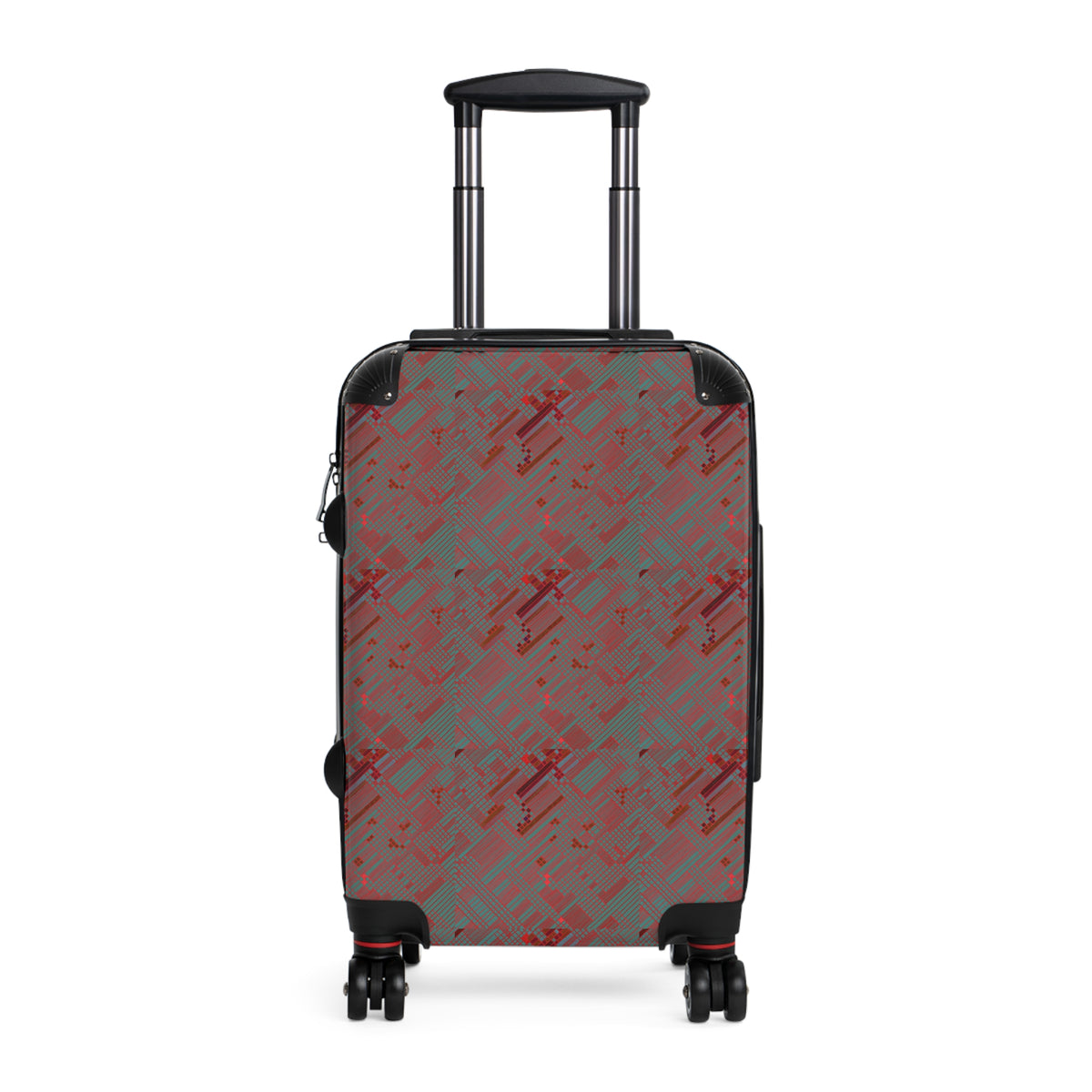 Red Geometric Pattern Carry-On Suitcase — Modern Travel Luggage