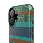 Geometric Green Wireless Charging iPhone 16 Pro Max Case - Impact-Resistant Dual-Layer