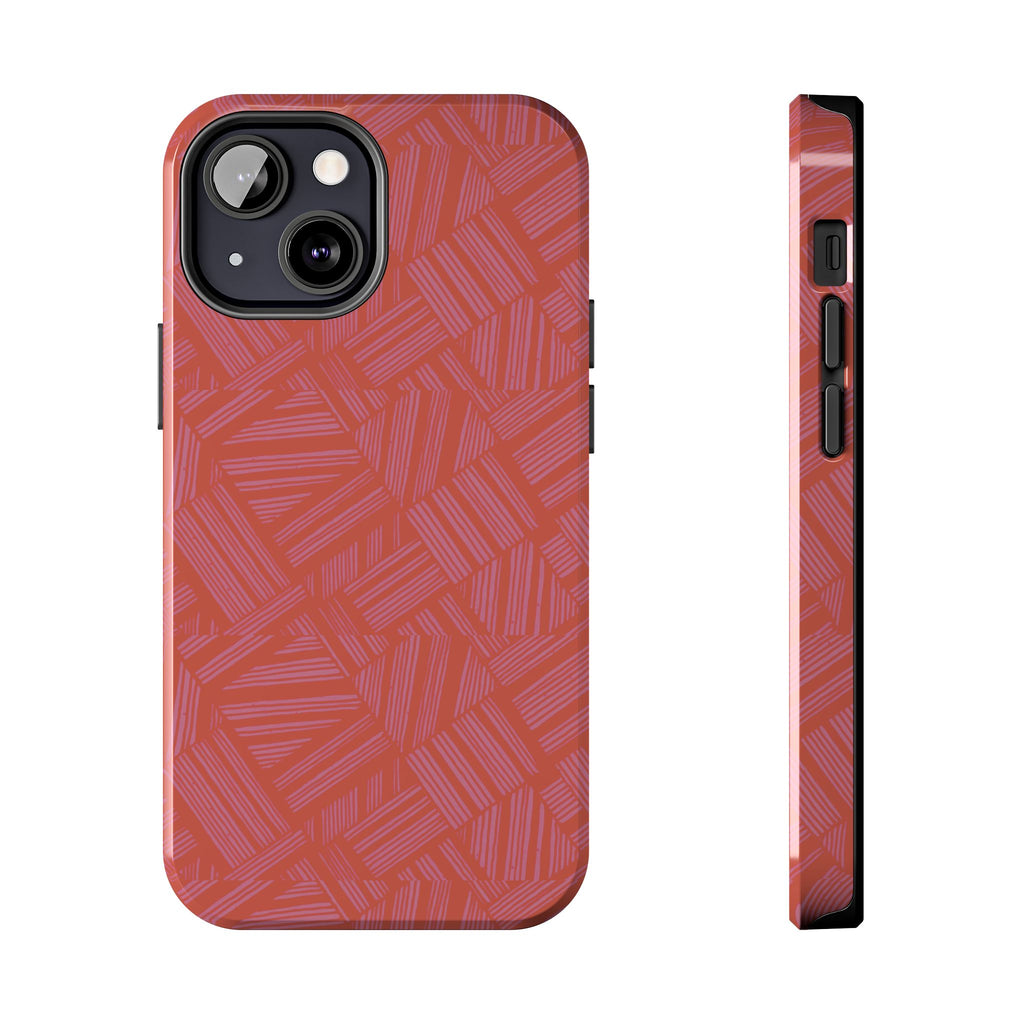 Tough Phone Case — Geometric Coral Pattern Protective Cover, shockproof iphone 18 pro case featuring raised side protection