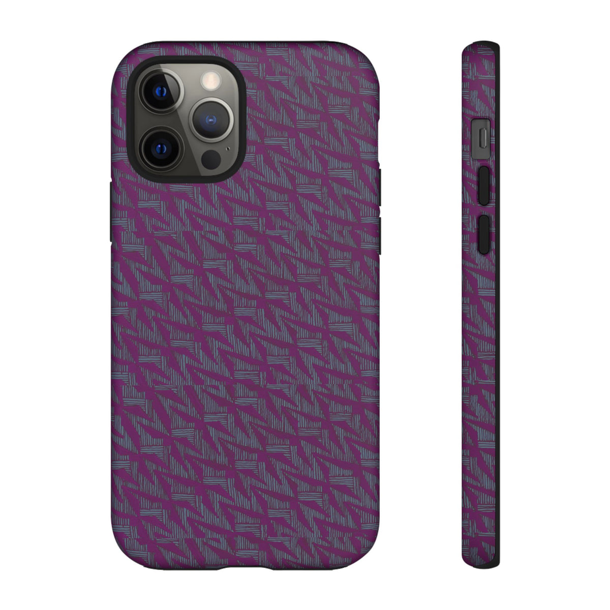 Purple Geometric Tough Phone Case — Protective Slim Phone Cover, plum geometric print phone case, shockproof iphone 17 pro cover