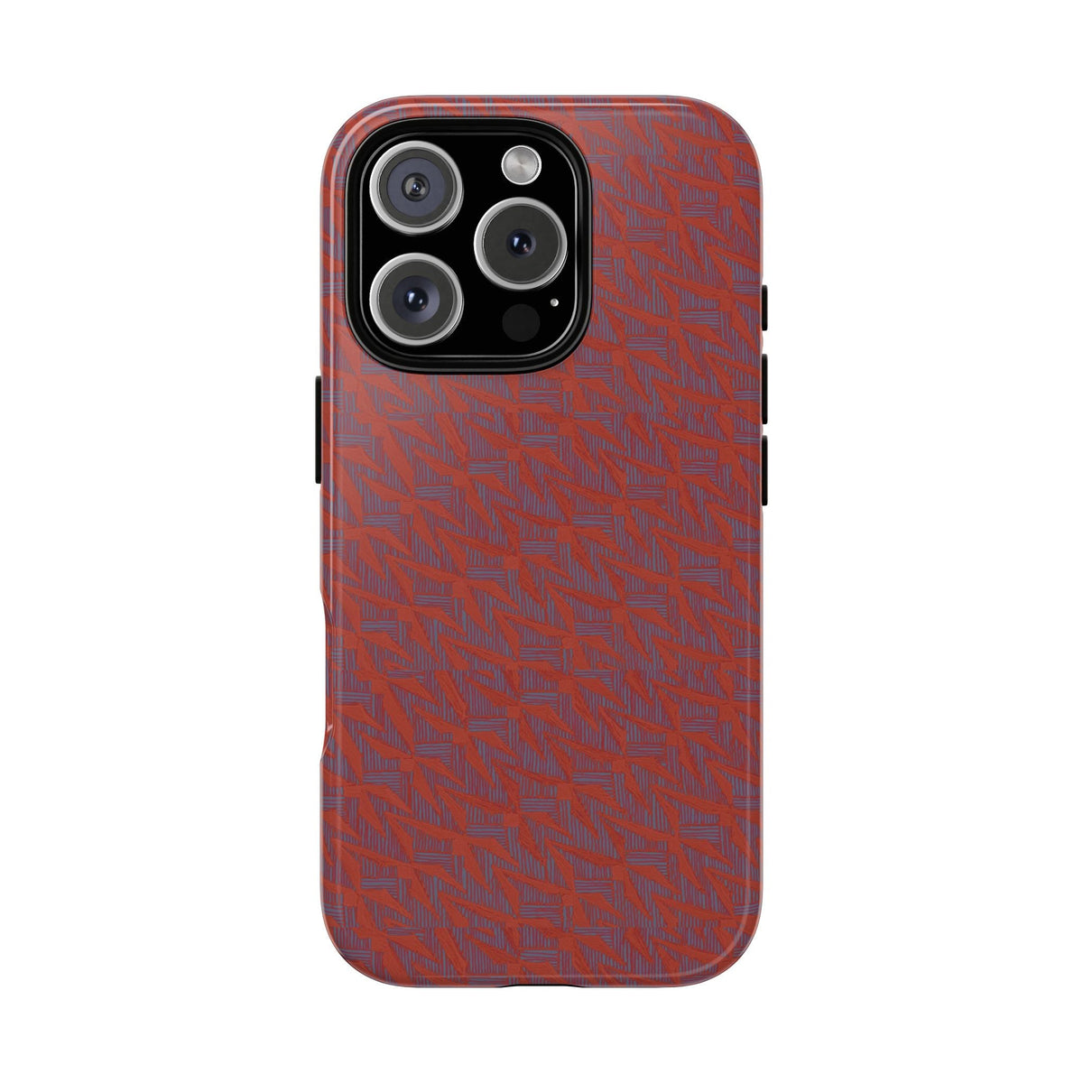 Red Pebble Texture Tough Phone Case — Rugged Shockproof iPhone Cover, wireless charging iphone 17 promax case with triple-camera cutout and textured finish
