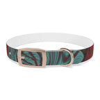 Elegant rose gold buckle featured on the Marbled Swirl Dog Collar — Red & Teal Abstract Pet Collar, emphasizing its hypoallergenic dog collar material.