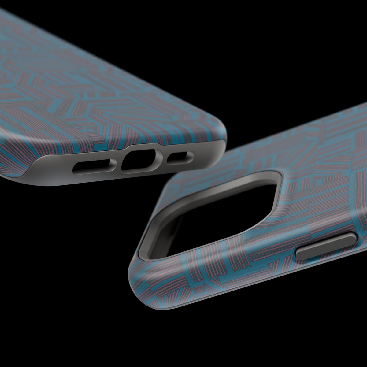 Impact Resistant iPhone 17 Case, Teal Geometric MagSafe Dual-Layer Protection