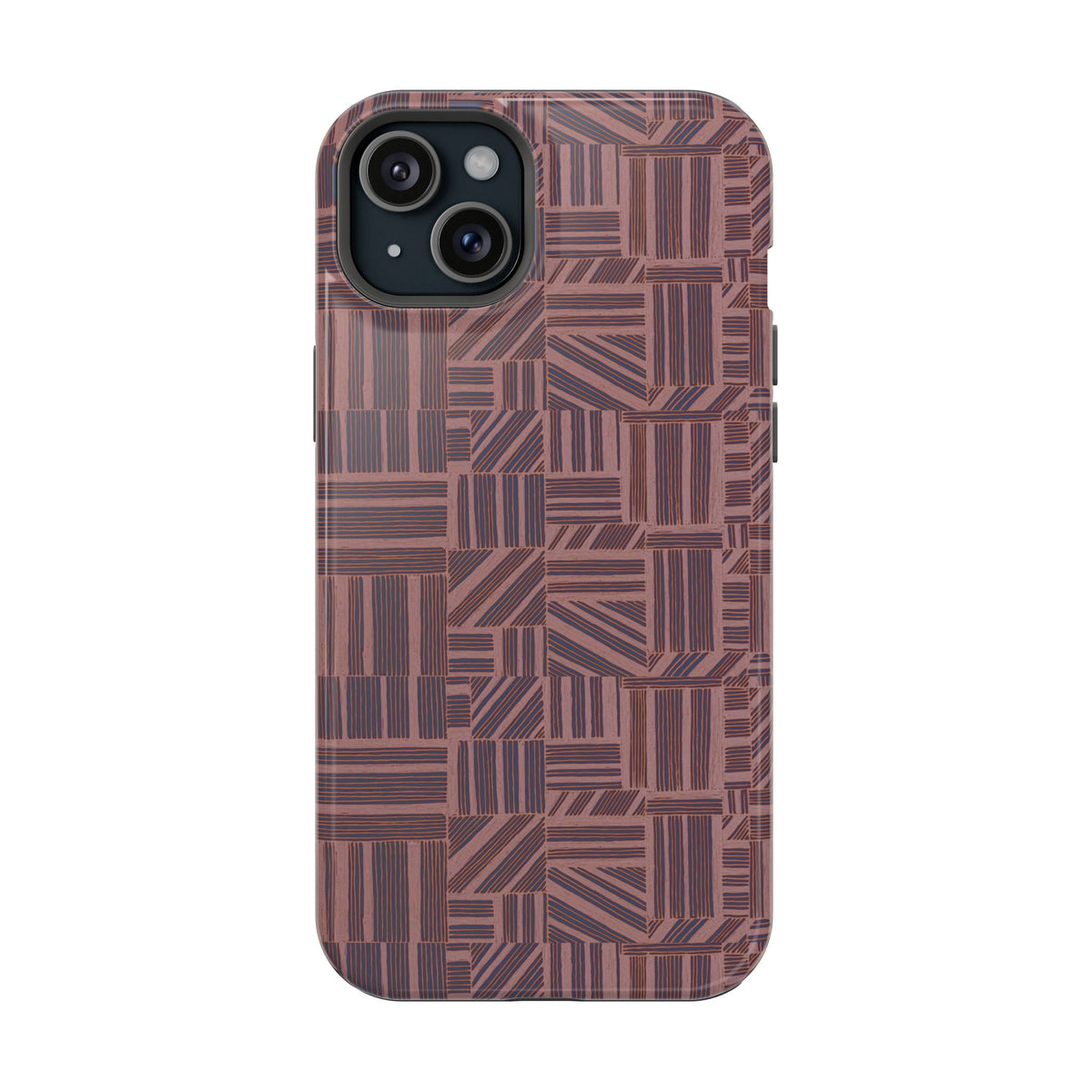 MagSafe Impact Resistant Phone Case - Geometric Brown Pattern, Dual-Layer Protection, close-up protective case detail; impact resistant iphone 17 pro max case