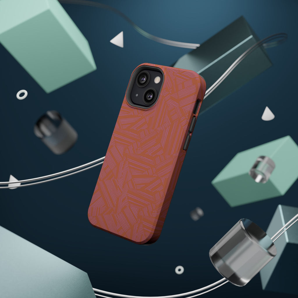 Protective iPhone 18 Pro Max Case With Terracotta Geometric MagSafe Impact Resistance