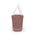 Insulated Geometric Pattern Lunch Bag — Dusty Rose Tote for Work & School. This eye-catching insulated lunch bag is both stylish and durable, making it an excellent eco lunch bag suitable for both kids and adults. Perfect for school lunches or as a lovely gift for her.