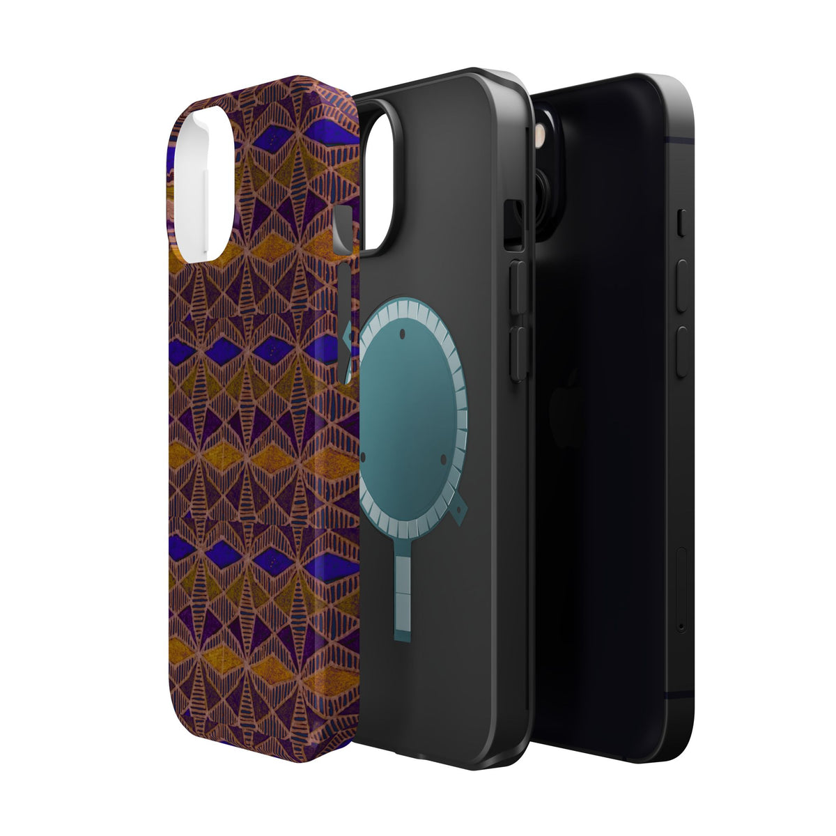 Phone Case — Geometric Tribal Pattern Magnetic Impact-Resistant Case, Fractyl impact resistant iphone 16 pro case with durable full-wrap geometric decoration.