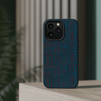 Impact Resistant Phone Case-20% OFF Entire Order, And Free Shipping, Teal Geometric MagSafe triple-camera case displayed in a home interior; impact resistant iphone 17 case-20% OFF Entire Order, and Free Shipping.
