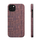 MagSafe Impact Resistant Phone Case - Geometric Brown Pattern, Dual-Layer Protection, rear and side profile; impact resistant iphone 17 pro max case