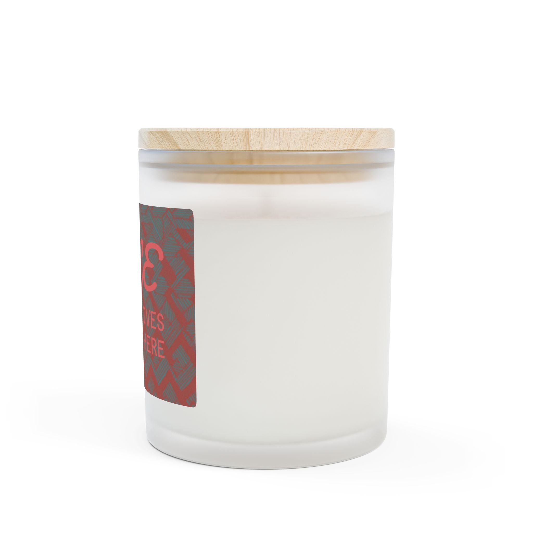 Frosted Glass Candle — Rustic Red Herringbone Scented Candle, 11oz