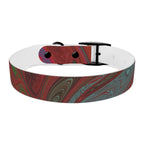 Sleek black buckle featured on the Marbled Swirl Dog Collar — Red & Teal Abstract Pet Collar, a stylish hypoallergenic dog collar option.