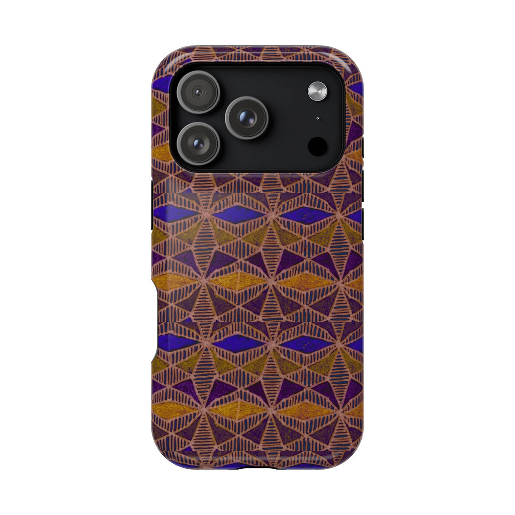 Phone Case — Geometric Tribal Pattern Magnetic Impact-Resistant Case, Fractyl impact resistant iphone 16 pro case featuring full-wrap high-resolution pattern coverage.
