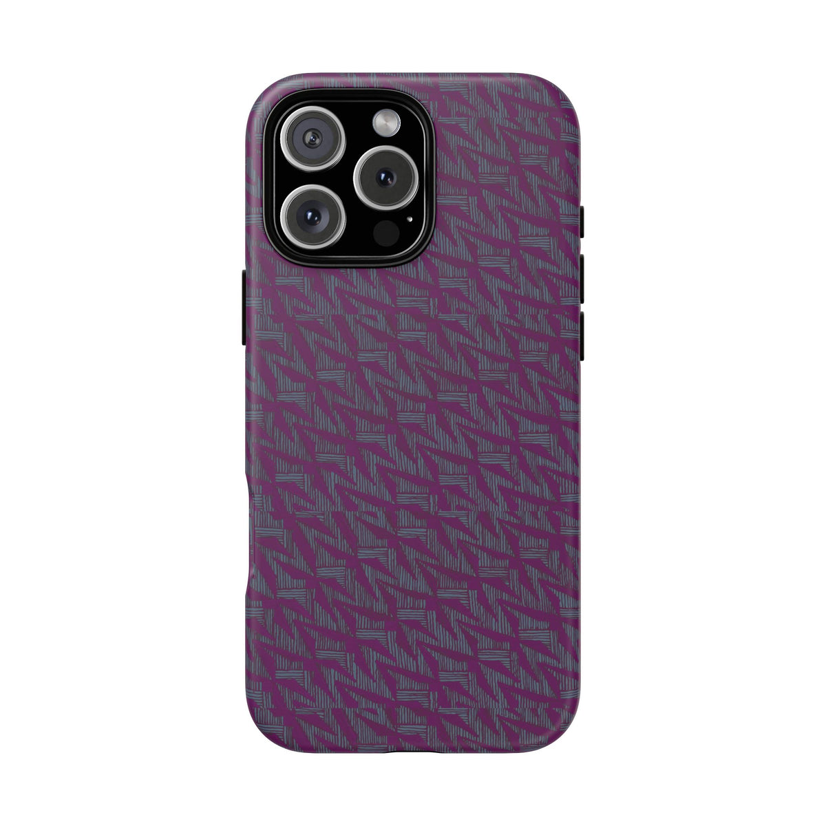 Purple Geometric Tough Phone Case — Protective Slim Phone Cover, side and camera protection view, shockproof iphone 17 pro cover