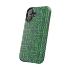 Green Dual Layer iPhone 17 Pro Phone Case, Geometric MagSafe 2-Layer Impact Protection