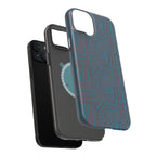 Impact Resistant iPhone 17 Case, Teal Geometric MagSafe Dual-Layer Protection
