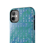 Tough Phone Case — Blue-Green Geometric Watercolor Pattern, shockproof iphone 17 pro case close-up textured finish