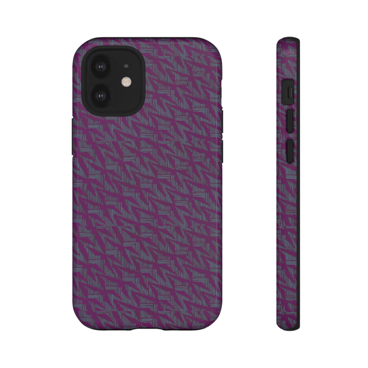 Purple Geometric Tough Phone Case — Protective Slim Phone Cover, detailed purple phone case back, shockproof iphone 17 pro cover
