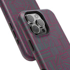 Slim Protective iPhone 16 ProMax Case With MagSafe, Dual-Layer Plum Geometric Design