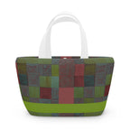 Patchwork Plaid Lunch Bag — Insulated Retro Green & Red Tote, perfect for back to school and eco-friendly lunch options. This insulated lunch bag features a vibrant checker pattern, making it an ideal everyday lunch or picnic tote. A great gift for coworkers, this small cooler bag is designed for school lunches and work lunches alike, combining style with functionality.