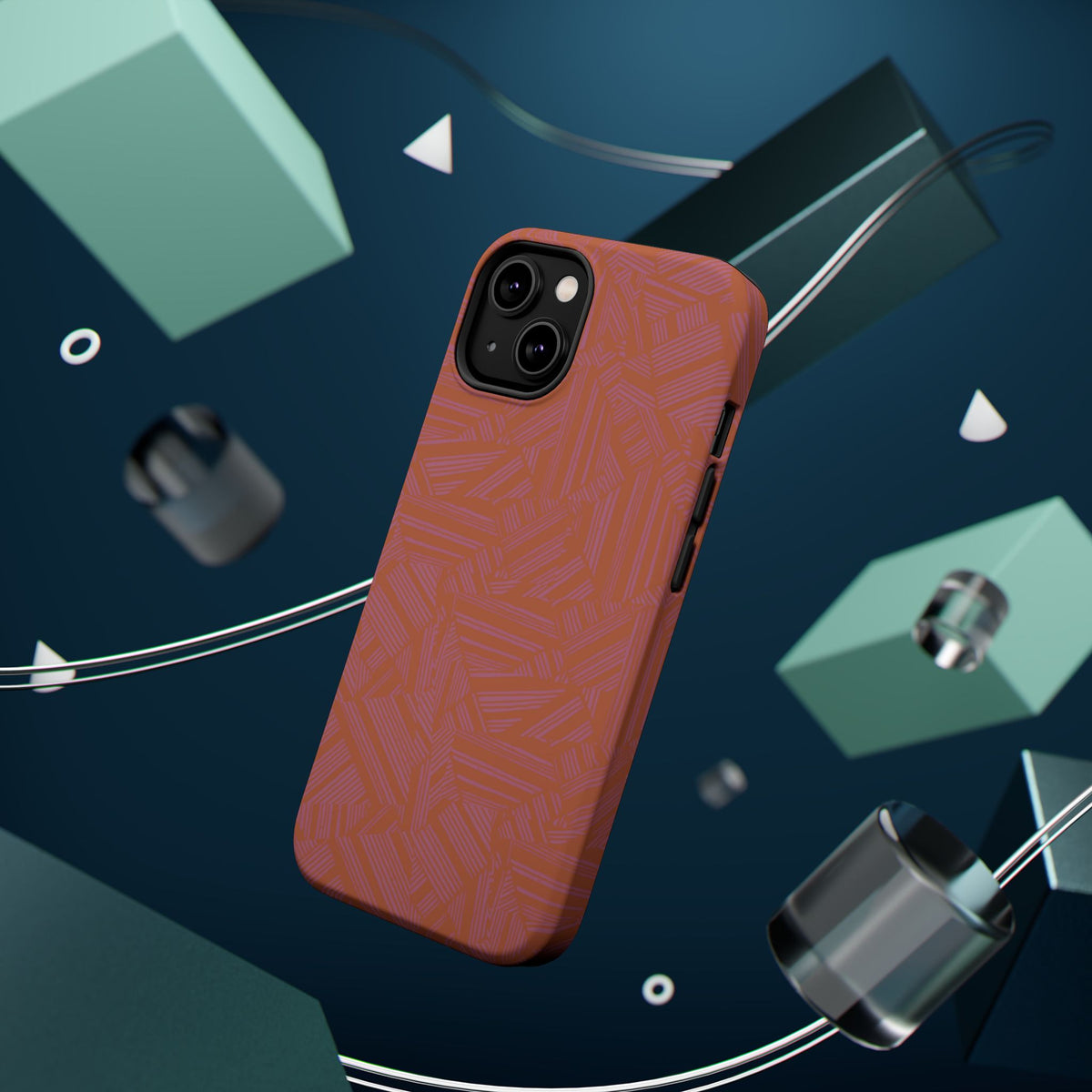Protective iPhone 18 Pro Max Case With Terracotta Geometric MagSafe Impact Resistance