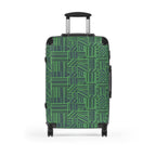 Green Geometric Hard Shell Carry On Suitcase – 360° Spinner Wheels & Built-In Lock